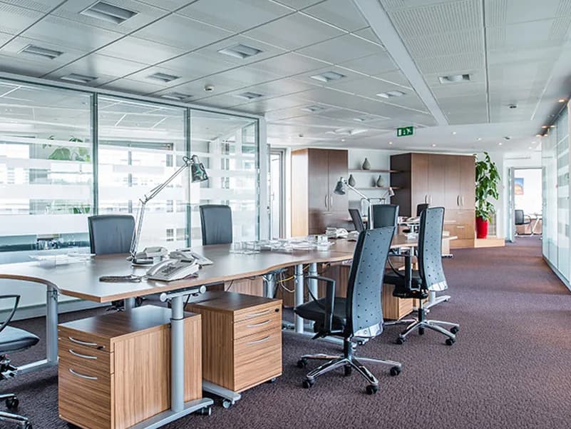 Premium managed office and workspace interior used as hero background