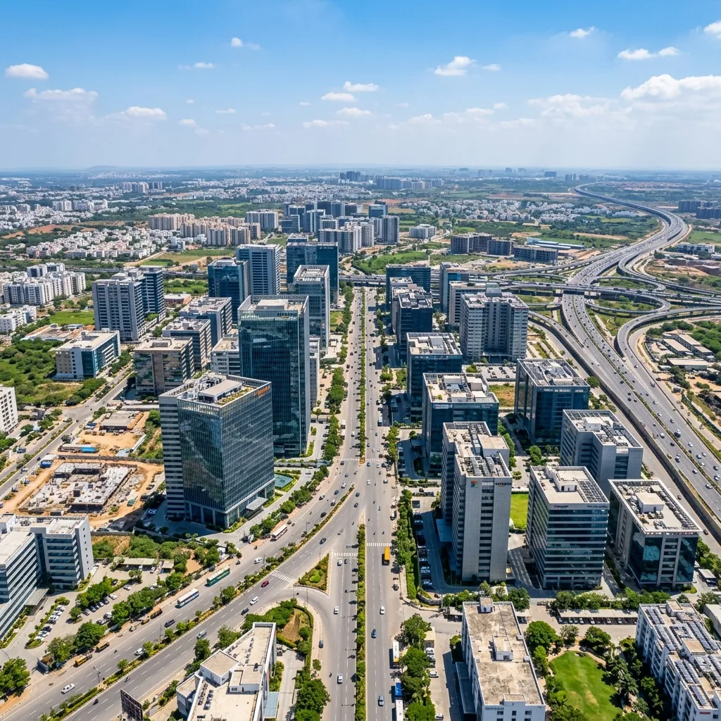 Financial District Hyderabad aerial view showing Grade A towers