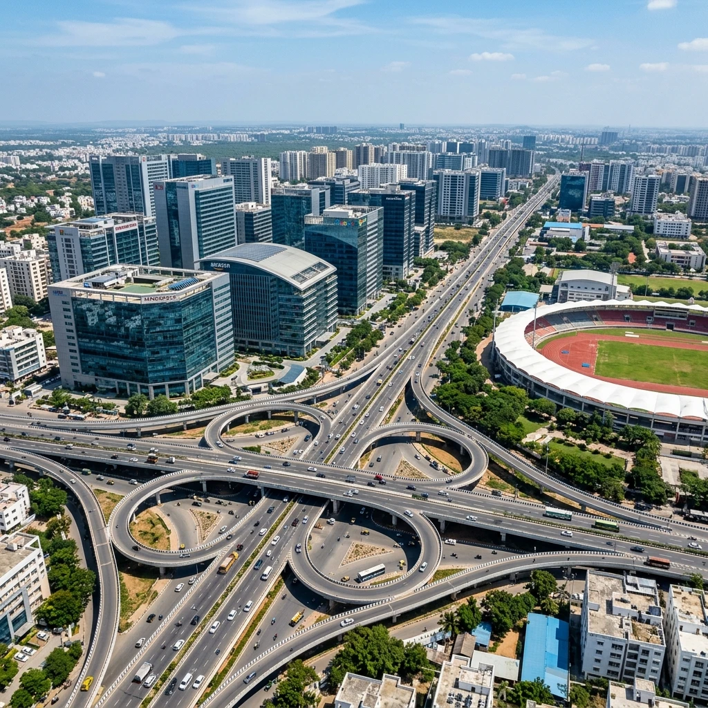Gachibowli Hyderabad business district with ORR connectivity